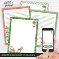 cute red and green vintage watercolor santa theme stationery for journal and letter writing